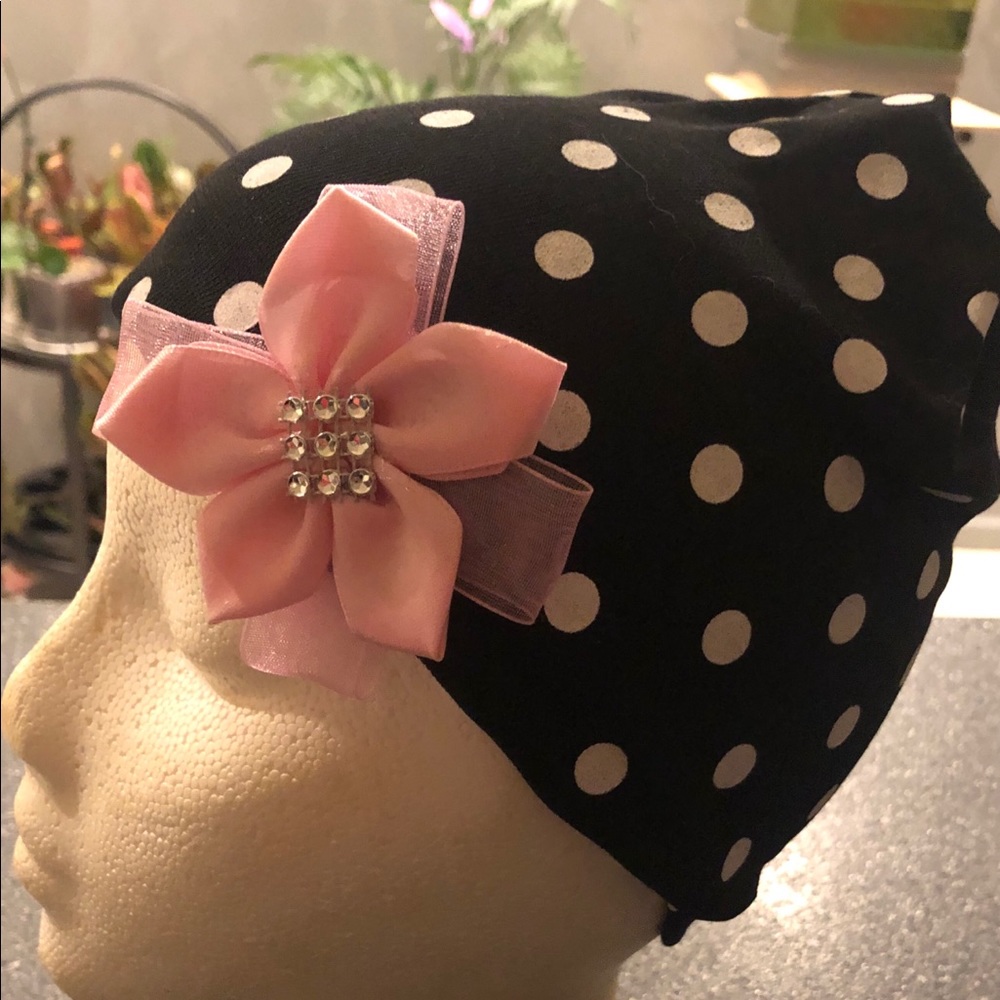 Kids girls baby hats black dots 2T-5T Cotton new